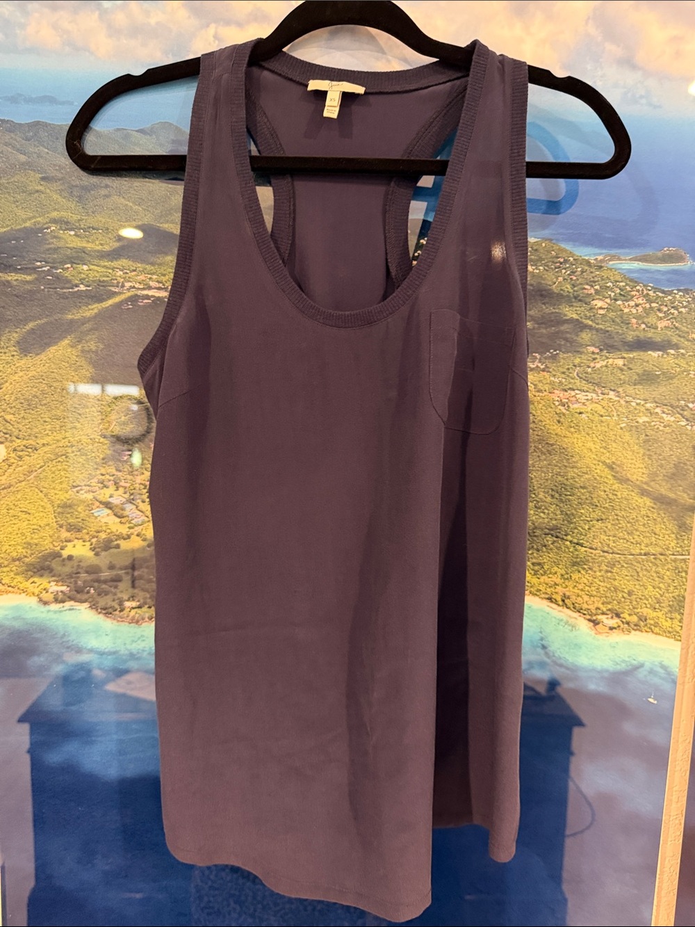 Joie Silk Racerback Tank Top - Navy Blue